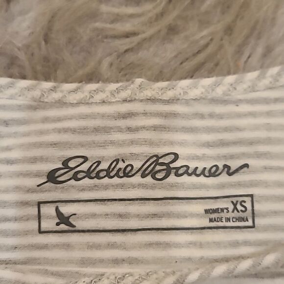 Eddie bauer womens light gray and white stripped cotton stretch tank top size xs - Picture 2 of 5